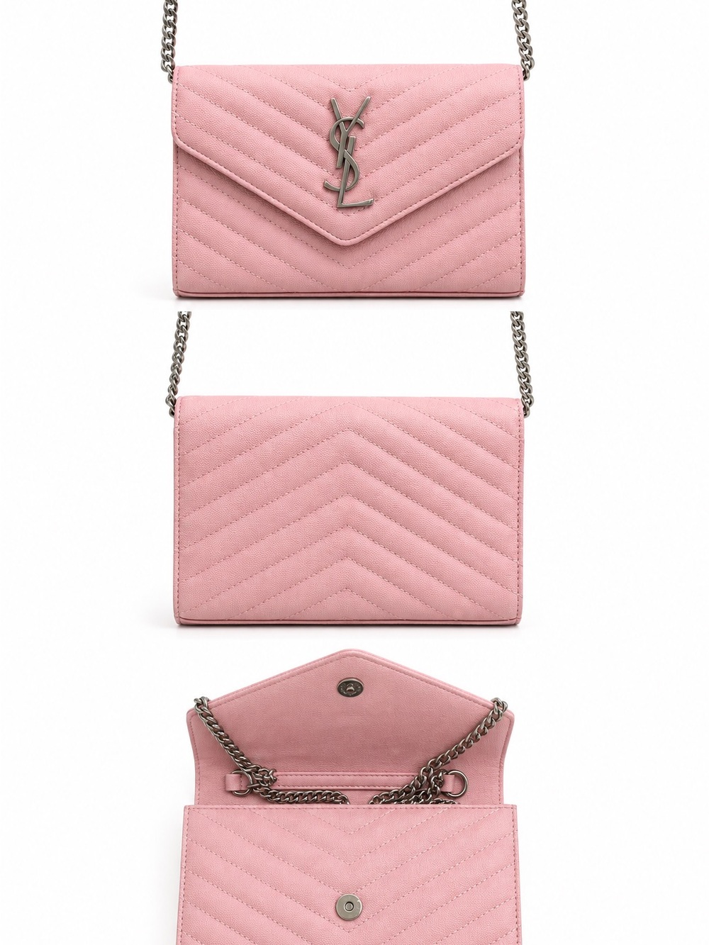 Saint Laurent CASSANDRE Silver Chain Wallet